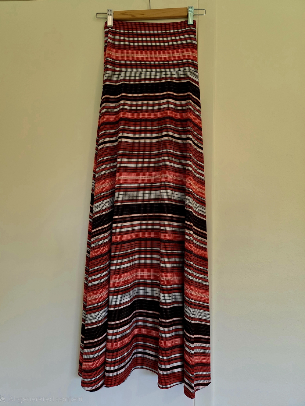 LuLaRoe Super Long XS Striped Maxi Skirt in Red, Black and Cream